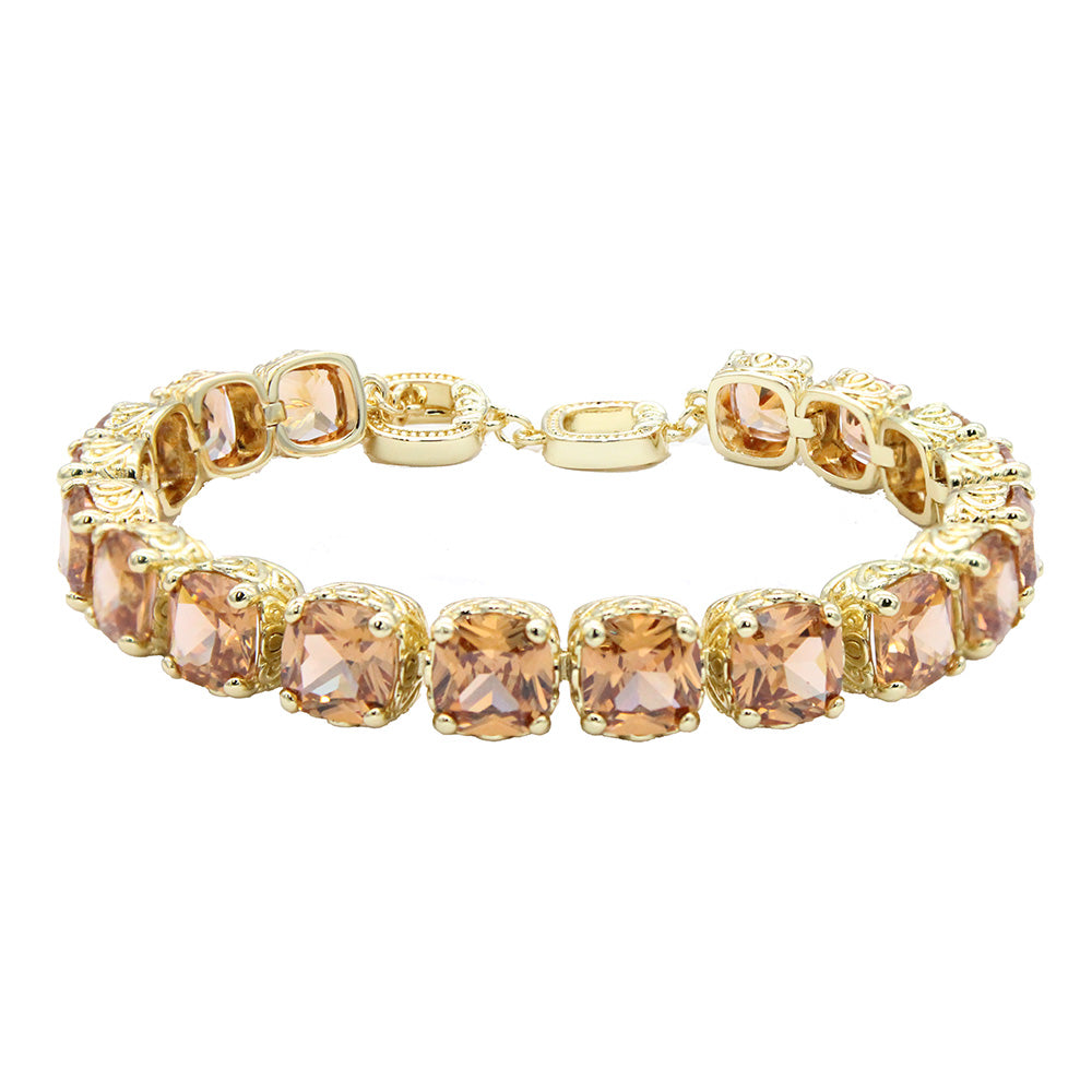 Lavencious 14K Gold Plated With Cubic Zirconia Tennis Bracelets