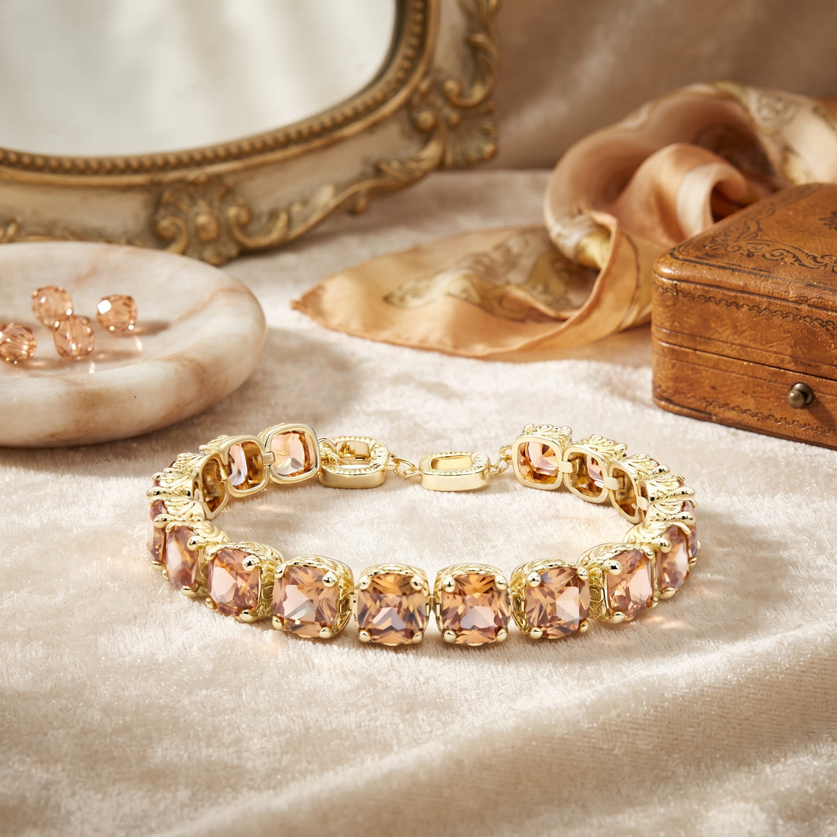 Lavencious 14K Gold Plated With Topaz Cubic Zirconia Tennis Bracelets