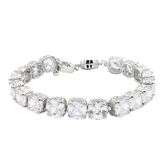 Lavencious Rhodium Plated With Clear Cubic Zirconia Tennis Bracelets