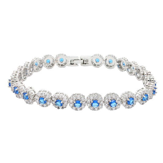 Lavencious Rhodium/14K Gold Plated With Color Cubic Zirconia Bracelets 7"