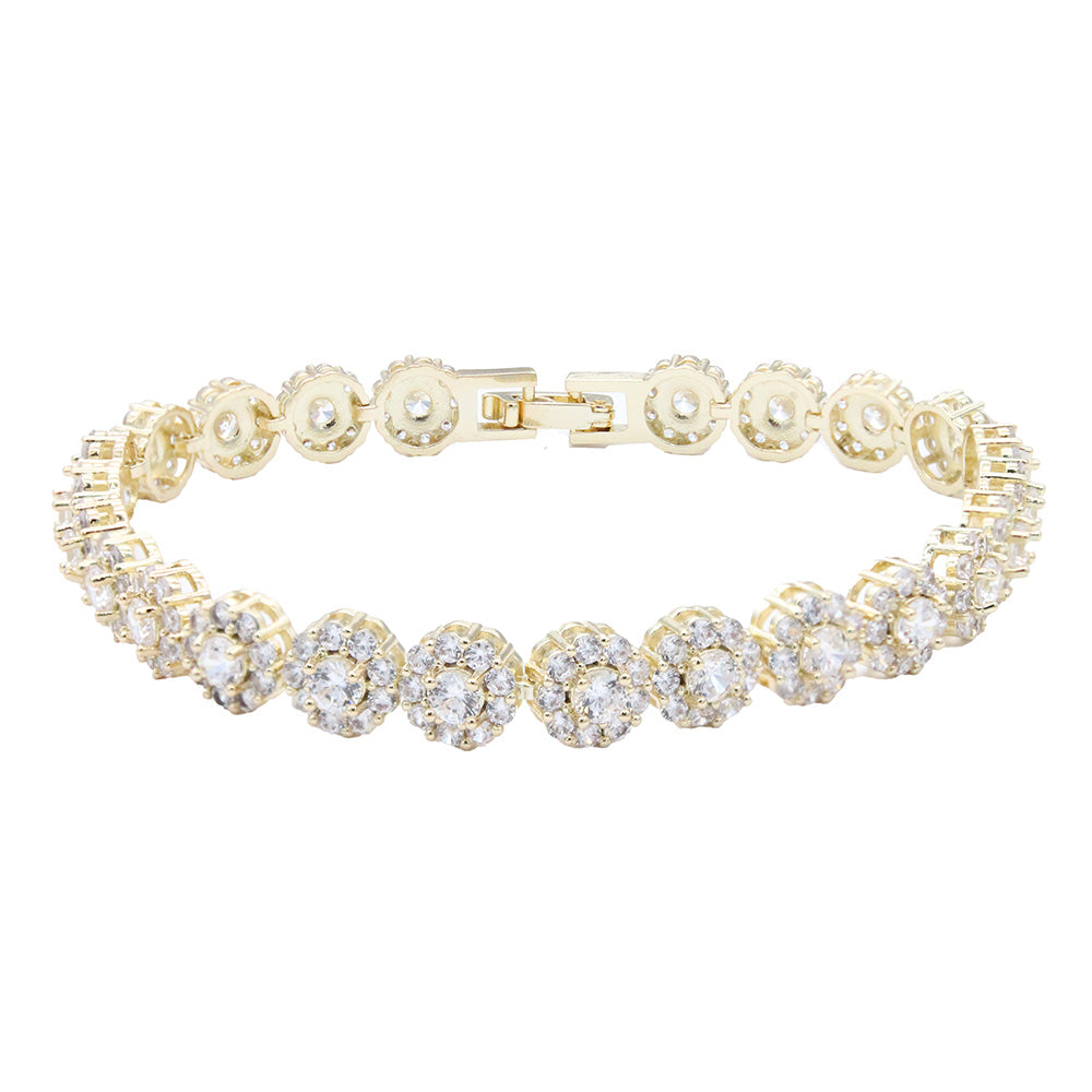 Lavencious Rhodium/14K Gold Plated With Color Cubic Zirconia Bracelets 7"