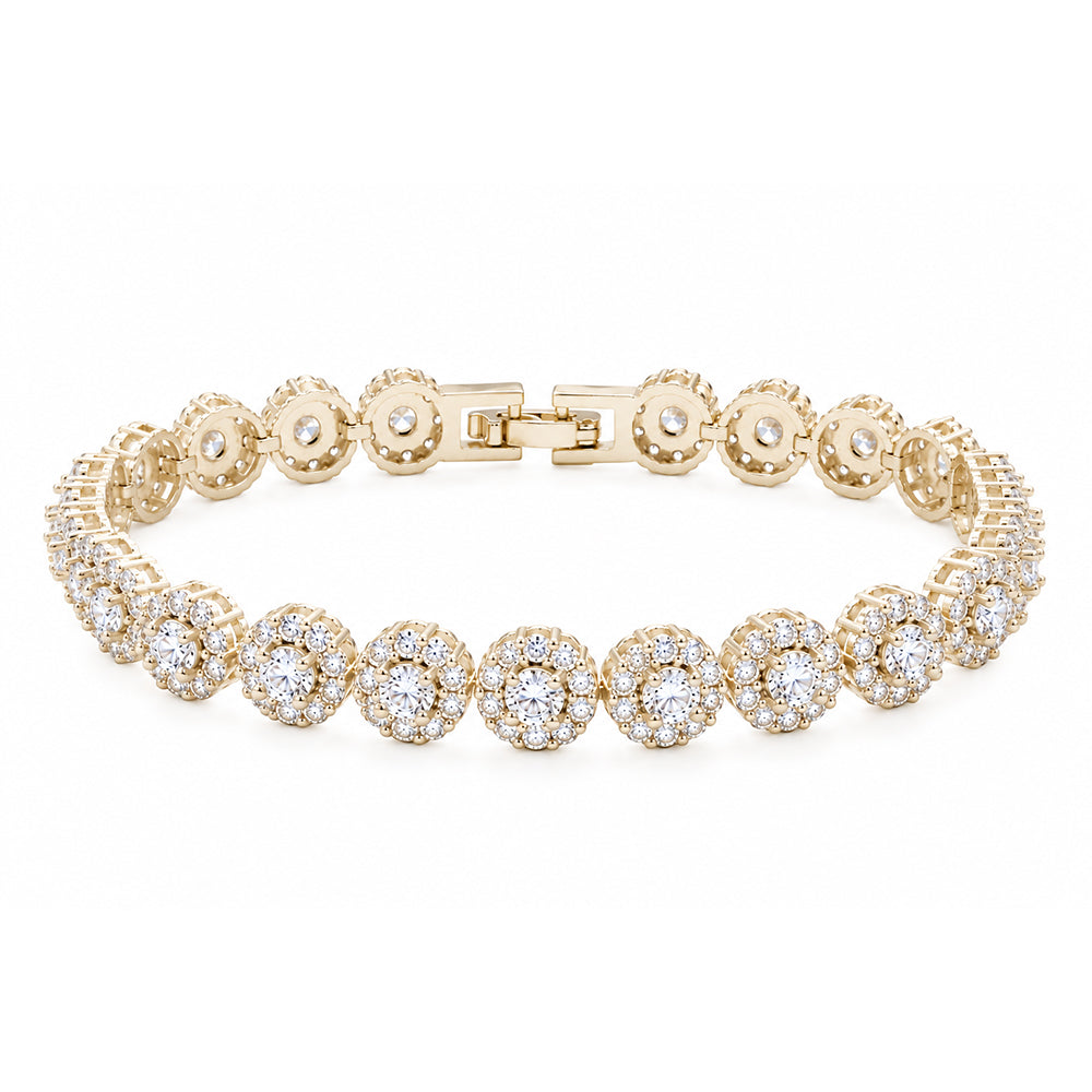 Lavencious 14K Gold Plated With Clear Cubic Zirconia Bracelets 7.25"