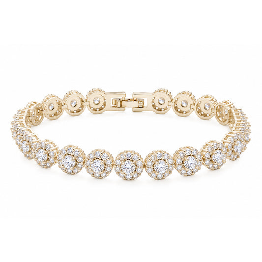 Lavencious 14K Gold Plated With Clear Cubic Zirconia Bracelets 7.25"