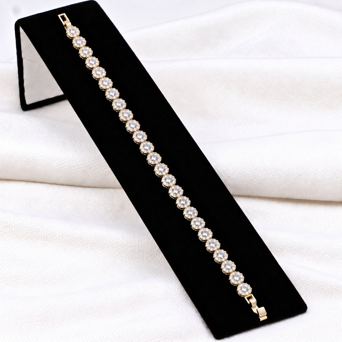 Lavencious 14K Gold Plated With Clear Cubic Zirconia Bracelets 7.25"