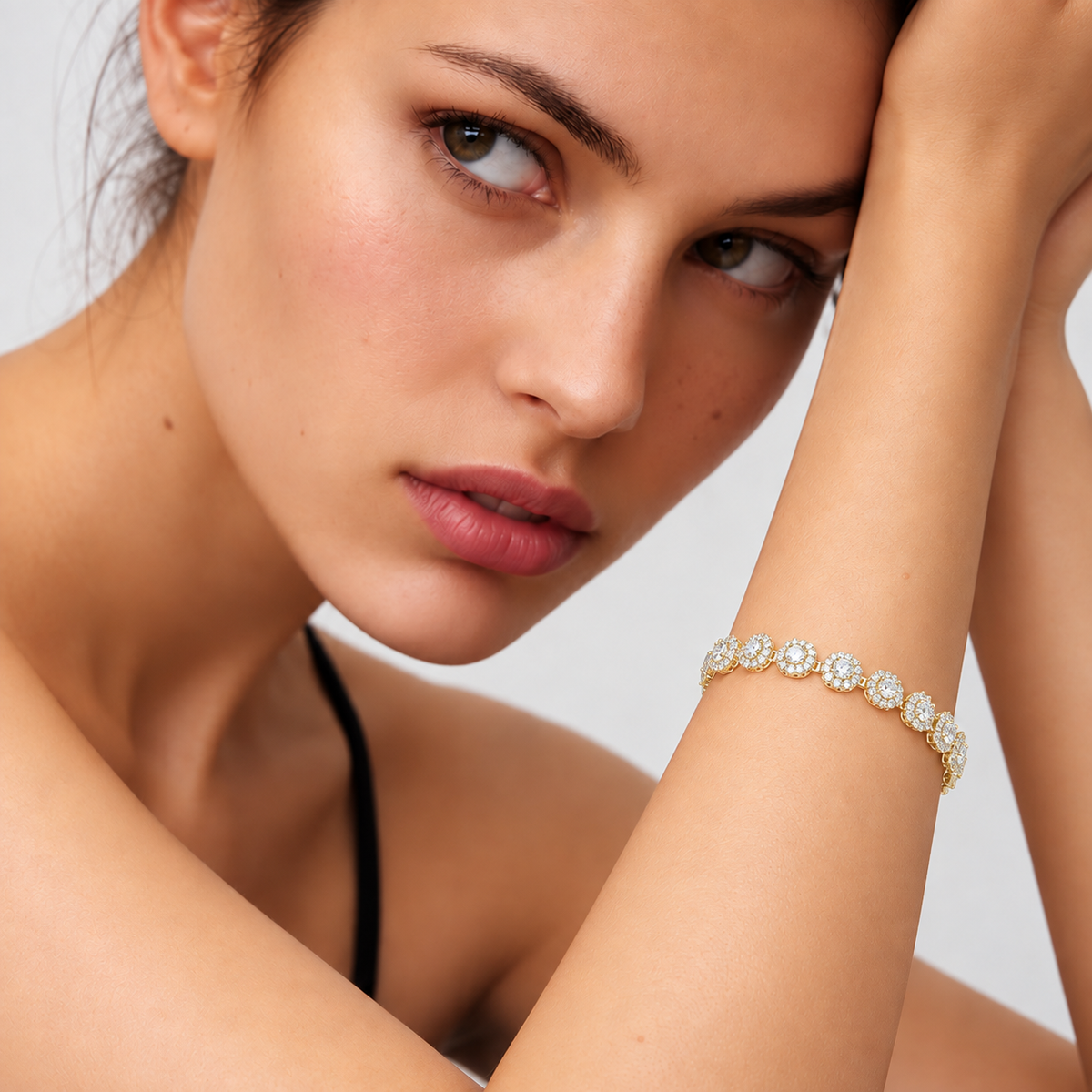 Lavencious 14K Gold Plated With Clear Cubic Zirconia Bracelets 7.25"