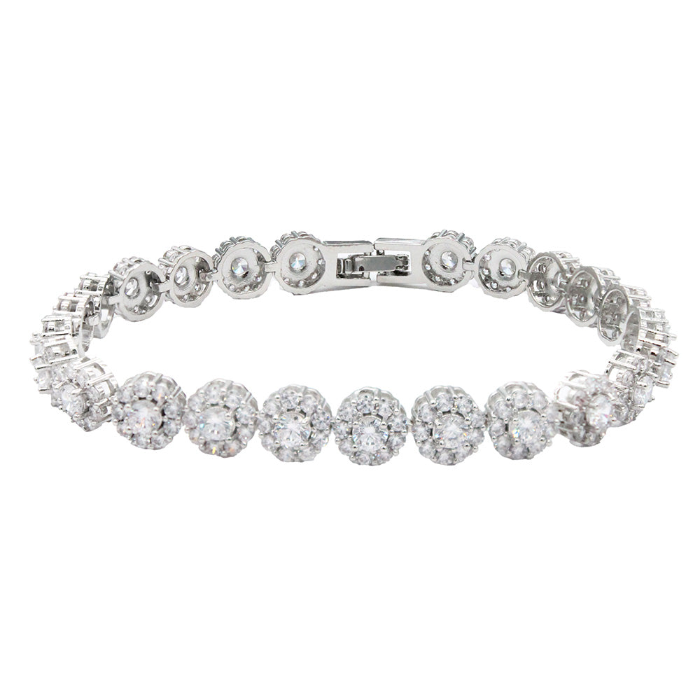 Lavencious Rhodium/14K Gold Plated With Color Cubic Zirconia Bracelets 7"