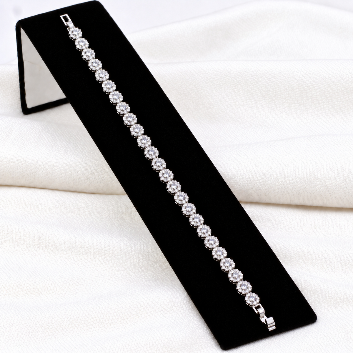 Lavencious Rhodium Plated With Clear Cubic Zirconia Bracelets 7.25"
