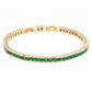 Lavencious Gold Plated with 4mm Emerald Green Princess Cut AAAAA Cubic Zirconia Tennis Bracelets