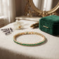 Lavencious Gold Plated with 4mm Emerald Green Princess Cut AAAAA Cubic Zirconia Tennis Bracelets