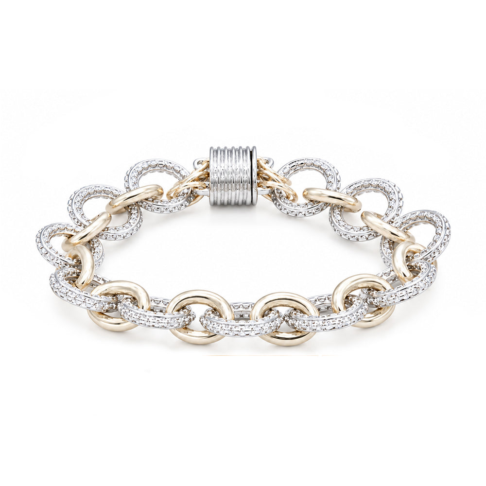 Lavencious 14K Gold Plated 2-Tone Toggle Bracelets, 7.75''