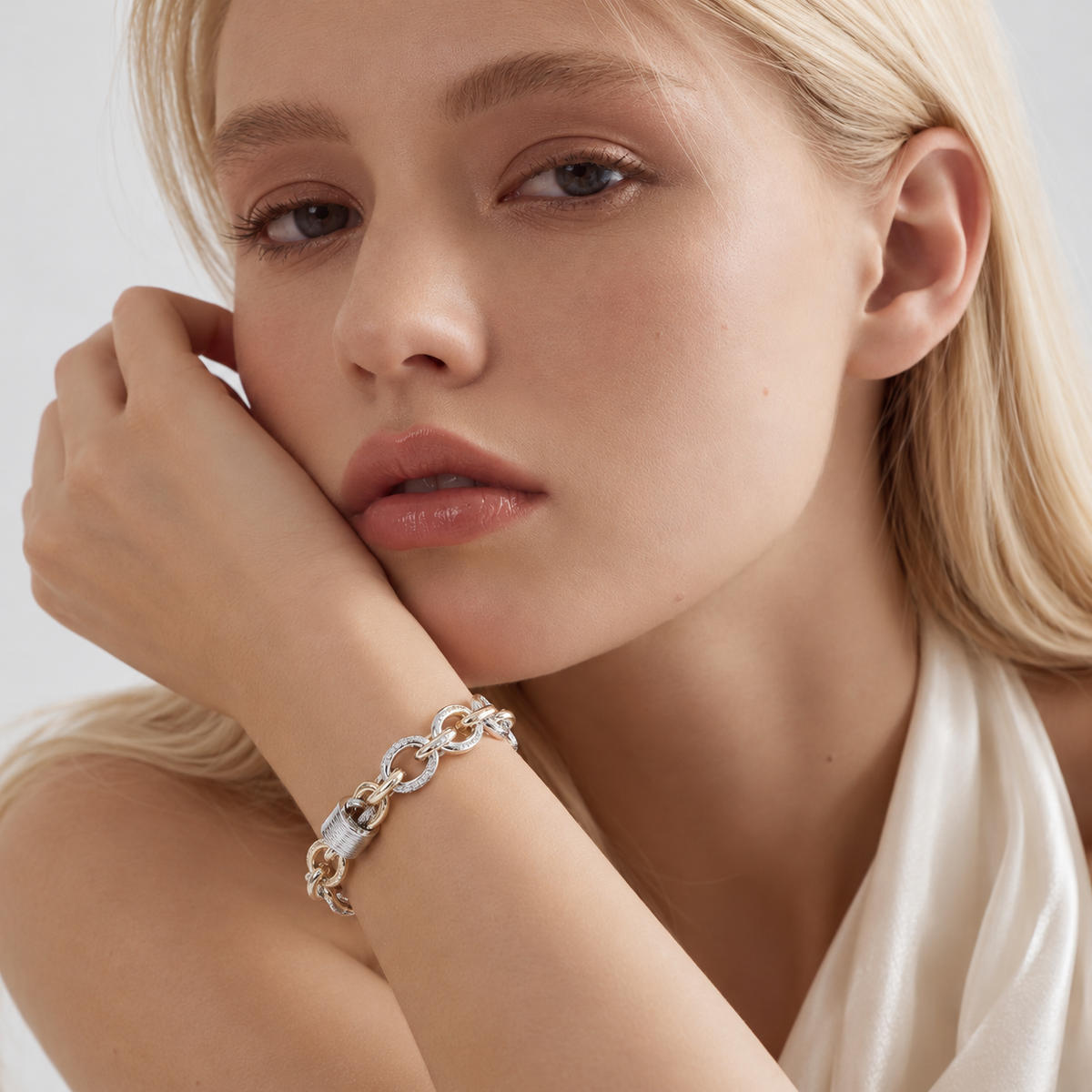 Lavencious 14K Gold Plated 2-Tone Toggle Bracelets, 7.75''