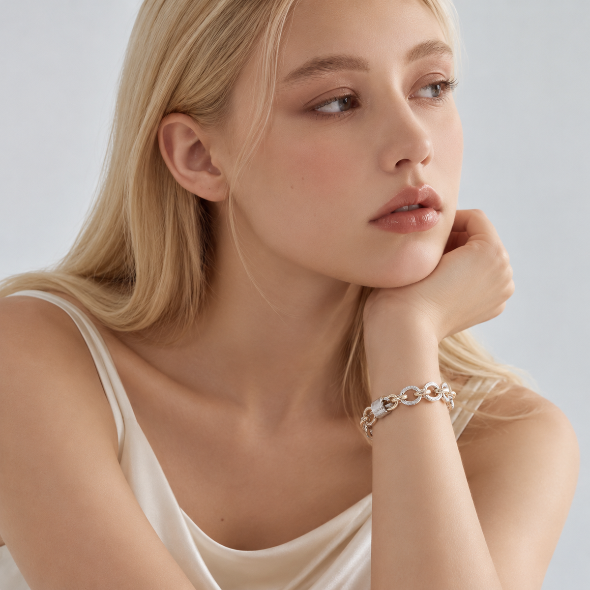 Lavencious 14K Gold Plated 2-Tone Toggle Bracelets, 7.75''