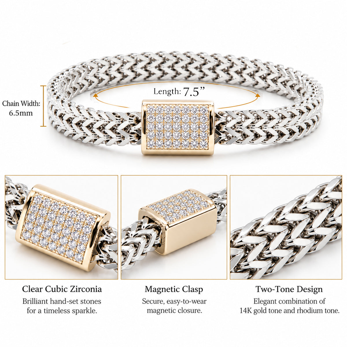 Lavencious Two-Tone Breacelets 7.5''