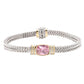 Lavencious Two-Tone Plated Pink Color Cable Bracelets, 7.5''