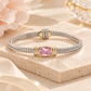 Lavencious Two-Tone Plated Pink Color Cable Bracelets, 7.5''