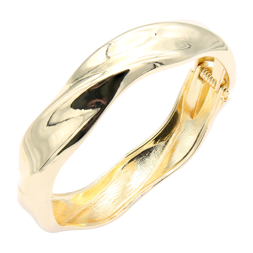 Lavencious 18K Gold/ Rhodium Plated Hinged Bangles Bracelets 3 Pcs Set