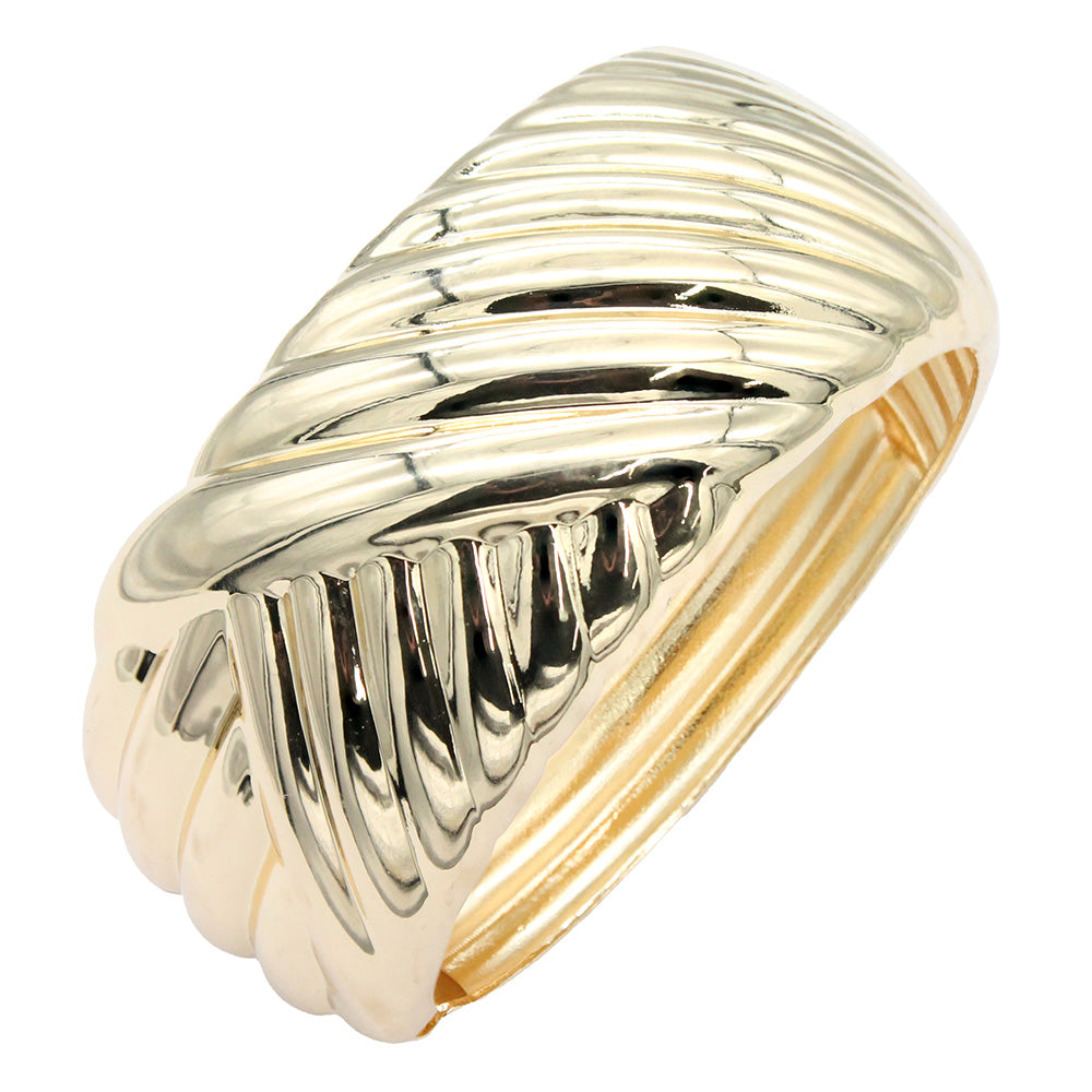 Lavencious 18K Gold/ Rhodium Plated Hinged Bangles Bracelets 2 Pcs Set
