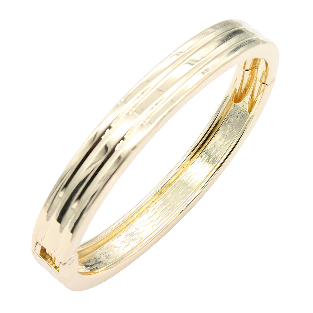 Lavencious 18K Gold/ Rhodium Plated Hinged Bangles Bracelets 3 Pcs Set
