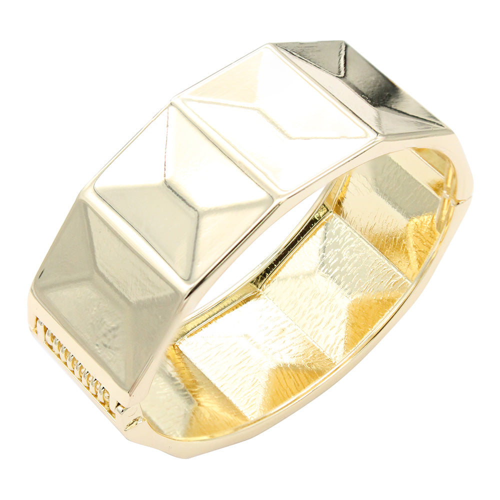 Lavencious 18K Gold/ Rhodium Plated Hinged Bangles Bracelets 2 Pcs Set