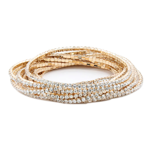 Rhodium/Gold Plated With Crystal Bracelets, 12 Strands