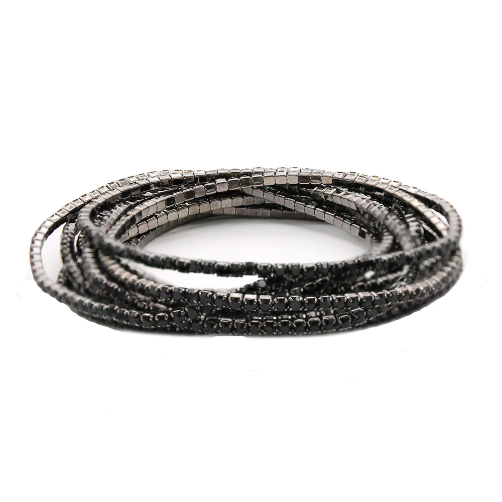 Rhodium/Gold Plated With Crystal Bracelets, 12 Strands