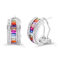 Lavencious Multicolor AAA CZ Necklace & Earrings Jewelry Set Trendy Cubic Zirconia Omega Clip Earring Cable Chain (Multi Color Stone)