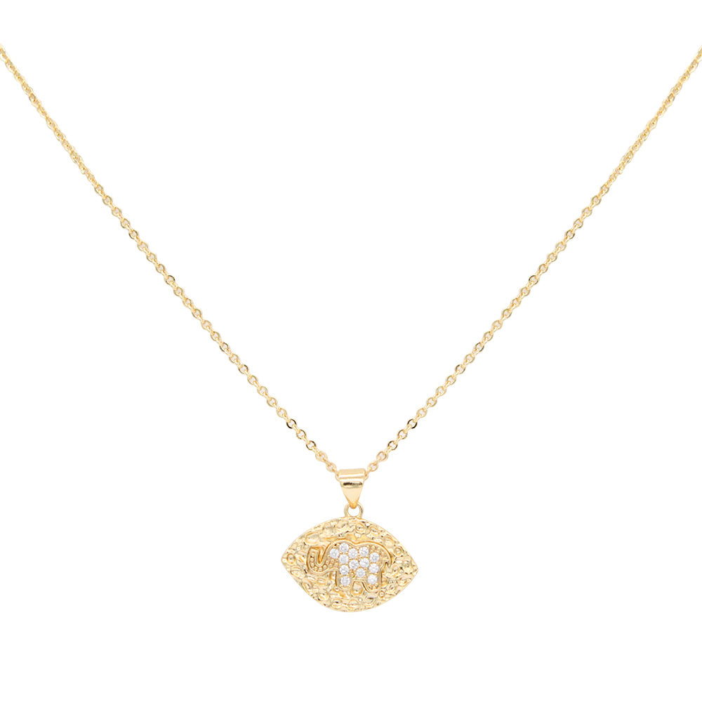 Lavencious Gold Plated Elegant Hamsa Hand Pendant Necklace for Women 16" with 2" Extension