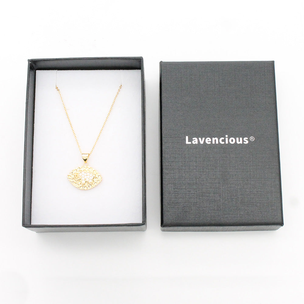 Lavencious Gold Plated Elegant Hamsa Hand Pendant Necklace for Women 16" with 2" Extension