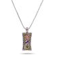Lavencious Rhodium Plated with Multi-Color Cubic Zirconia Pendant Necklaces and Earrings