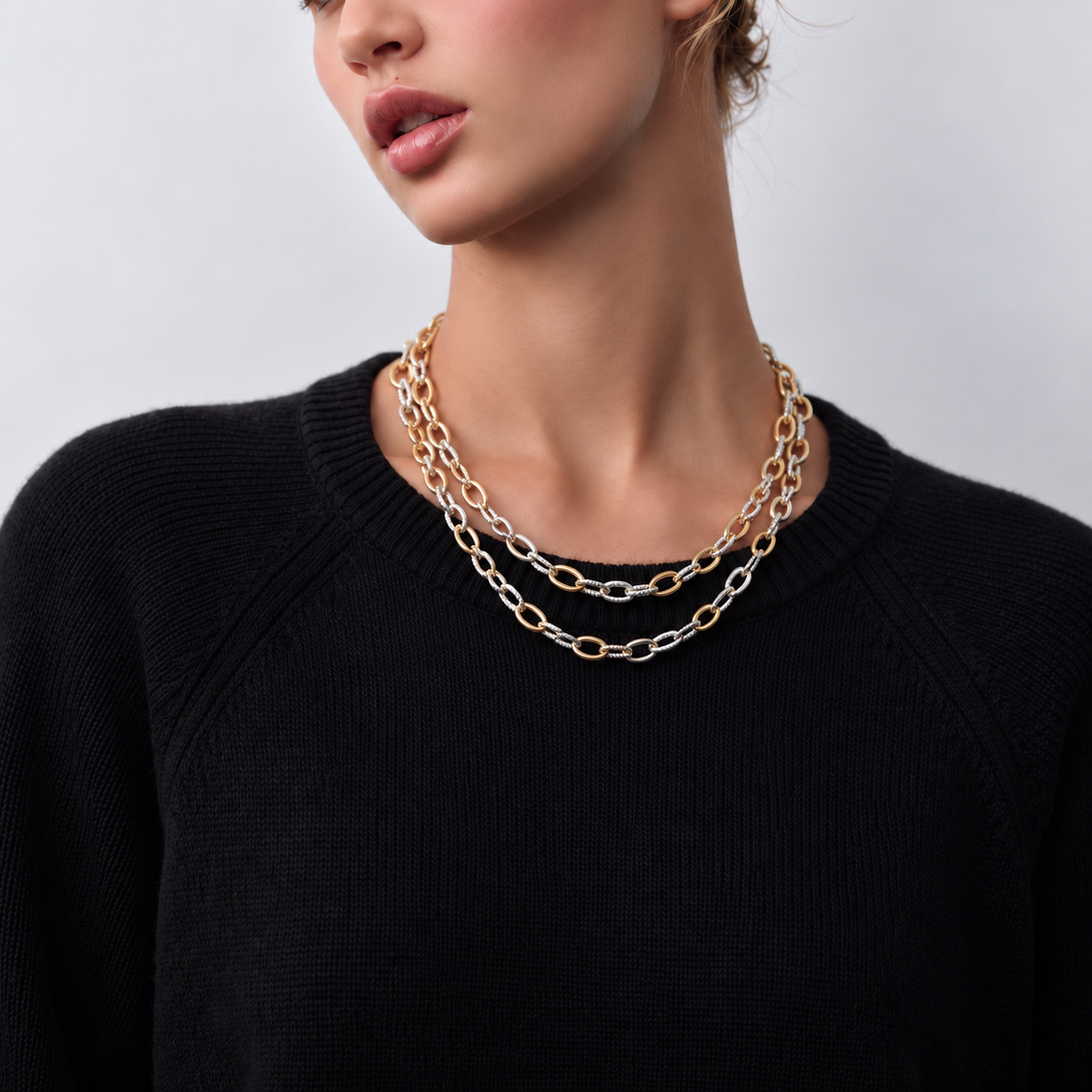 Lavencious 14K Gold Plated 2-Tone Necklace