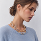 Lavencious 14K Gold Plated Two-Tone Plated Toggle Oval Necklace