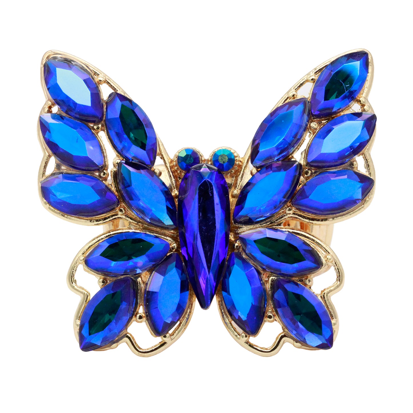 Lavencious Crystal Charming Butterfly Stretch Statement Ring for Women Free Size for 7-9