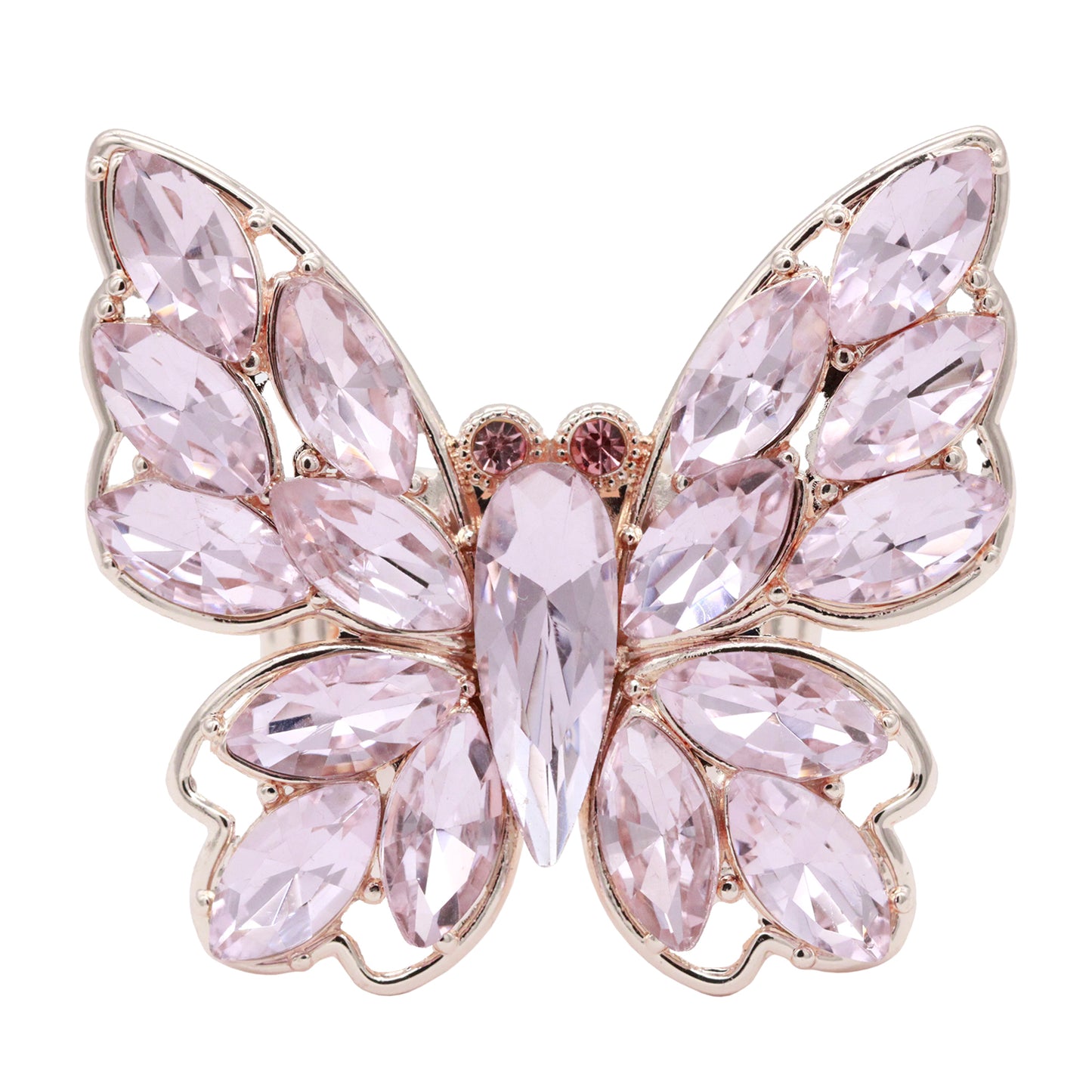 Lavencious Crystal Charming Butterfly Stretch Statement Ring for Women Free Size for 7-9