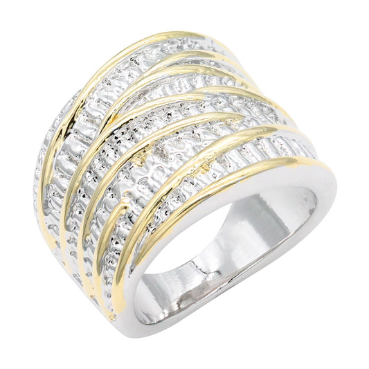 Lavencious Two-Tone Plated Clear CZ Unisex Rings.