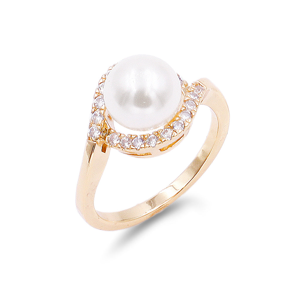 Pearl Ring Ivory AAA CZ Micro Pave Size 5-10 Wedding Jewelry