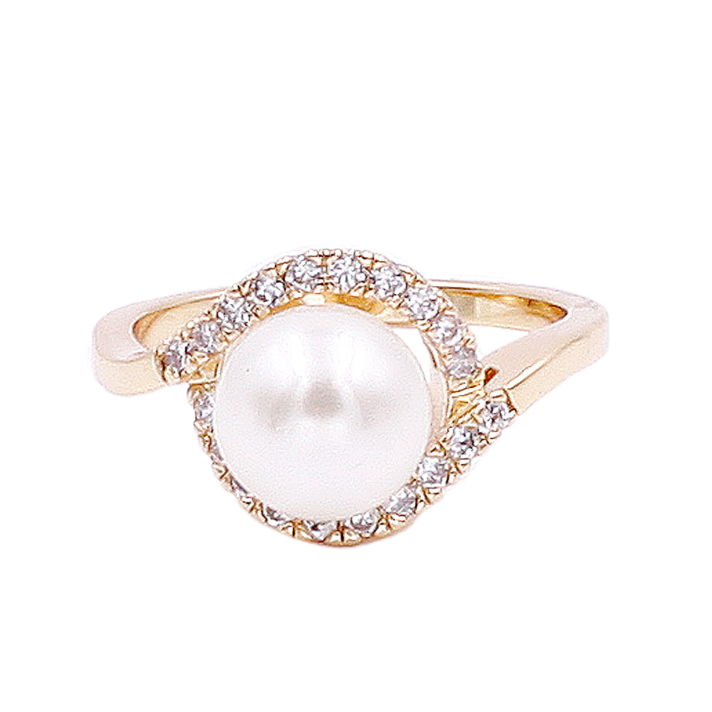 Pearl Ring Ivory AAA CZ Micro Pave Size 5-10 Wedding Jewelry