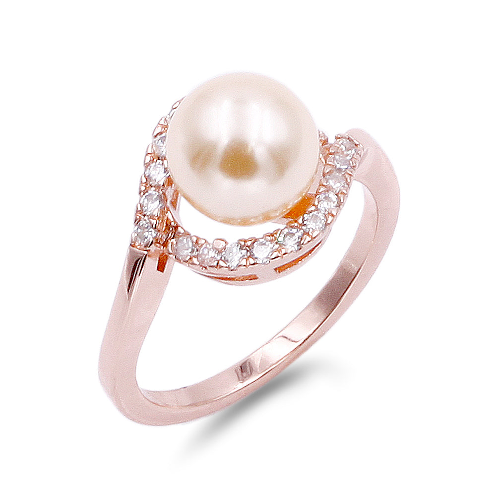 Pearl Ring Ivory AAA CZ Micro Pave Size 5-10 Wedding Jewelry