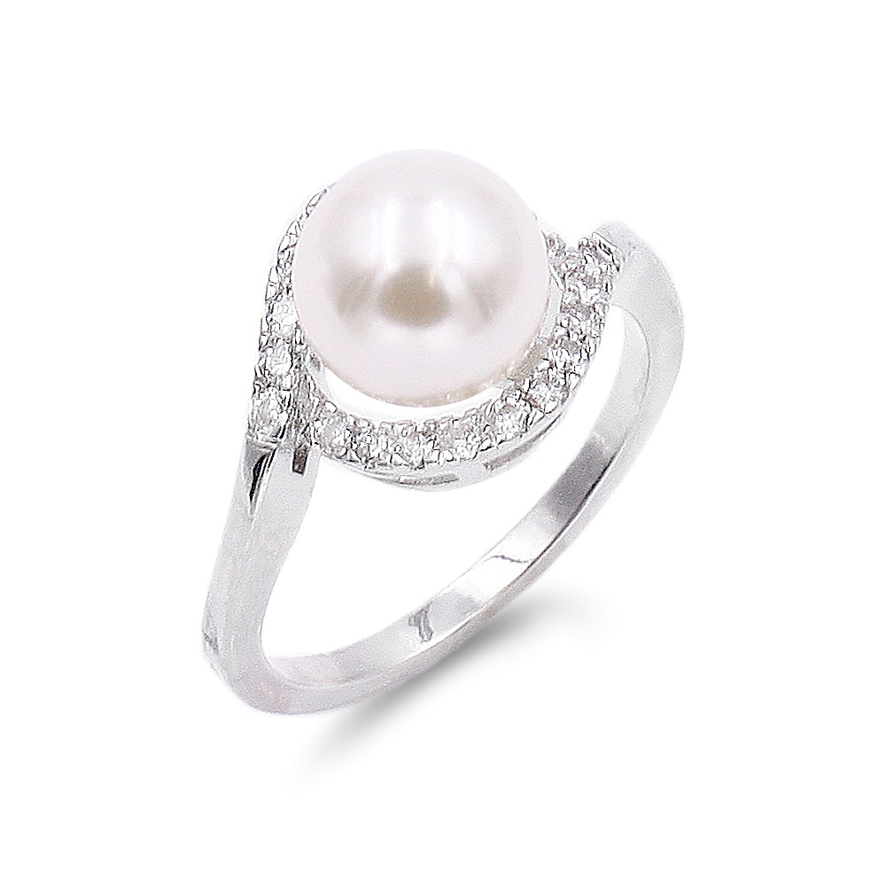 Pearl Ring Ivory AAA CZ Micro Pave Size 5-10 Wedding Jewelry