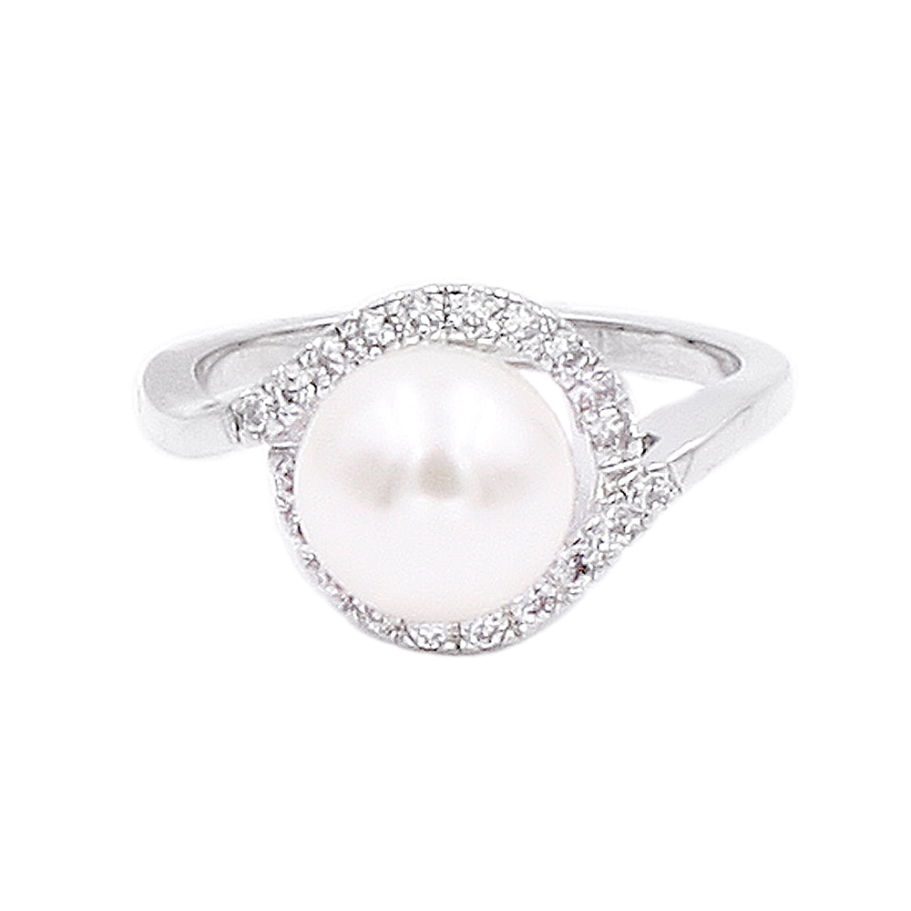 Pearl Ring Ivory AAA CZ Micro Pave Size 5-10 Wedding Jewelry