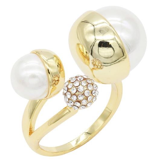 Cubic Zircon Adjustable Pearl Ring
