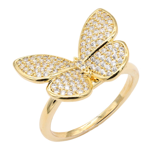 Gold Plated CZ Butterfly Adjustable Rings
