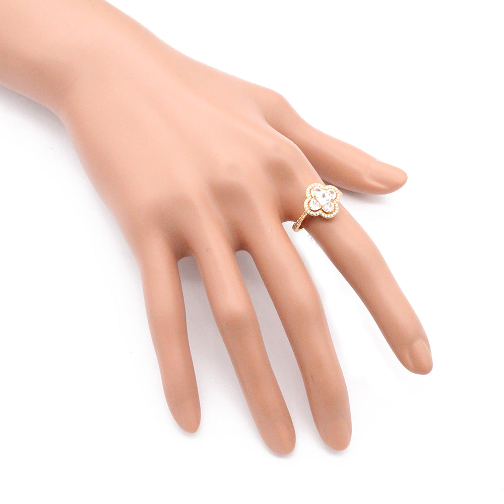 Gold Plated CZ Adjustable Flower Rings