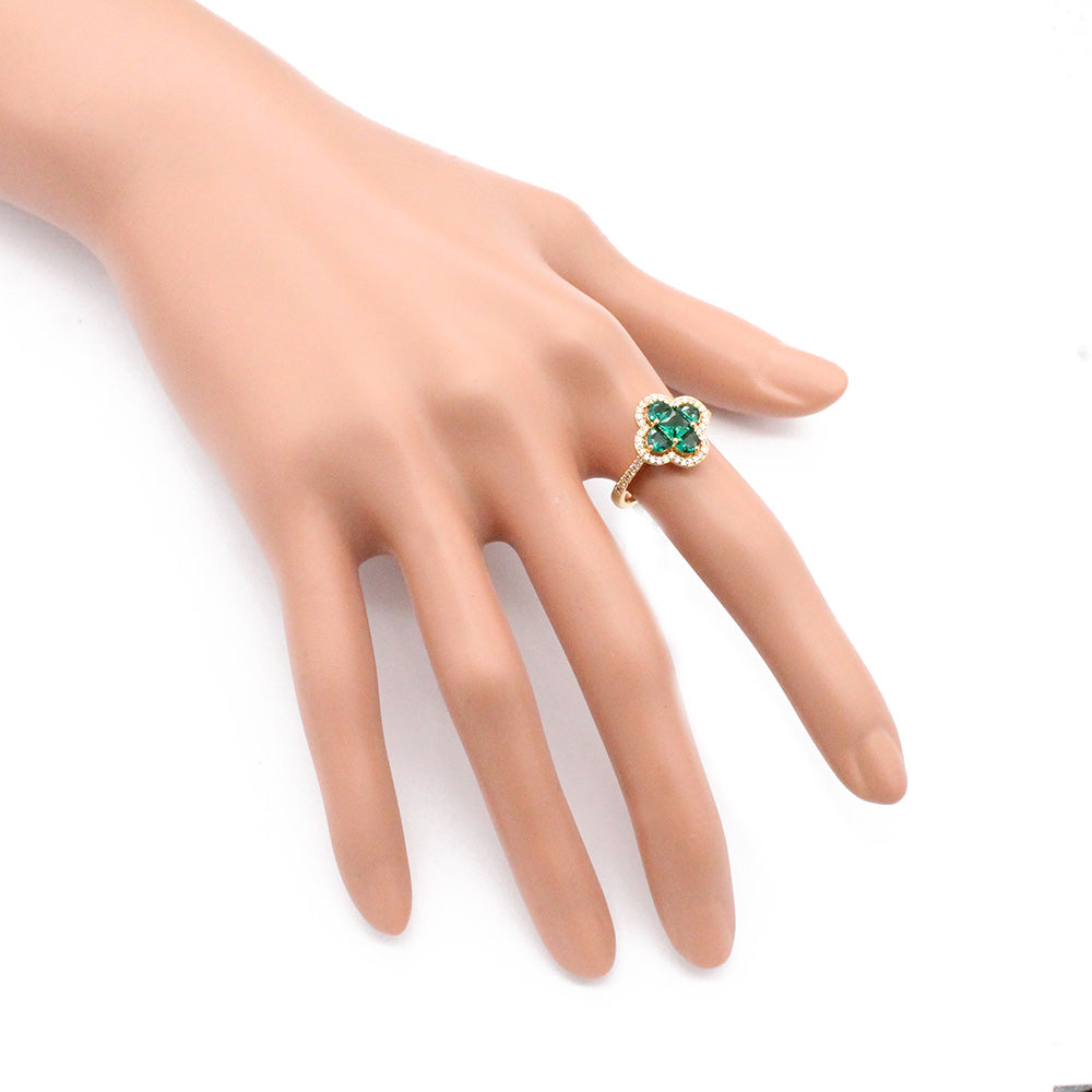 Gold Plated CZ Adjustable Flower Rings