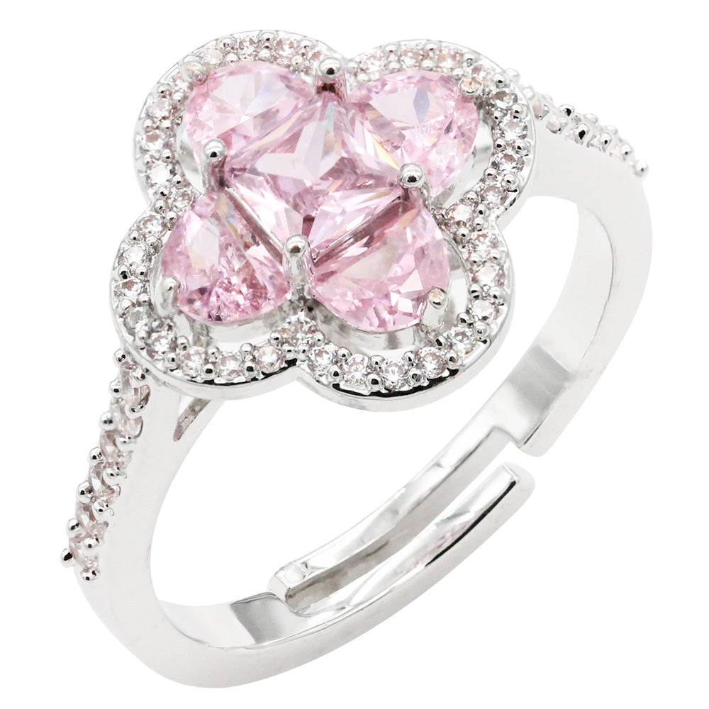 Gold Plated CZ Adjustable Flower Rings