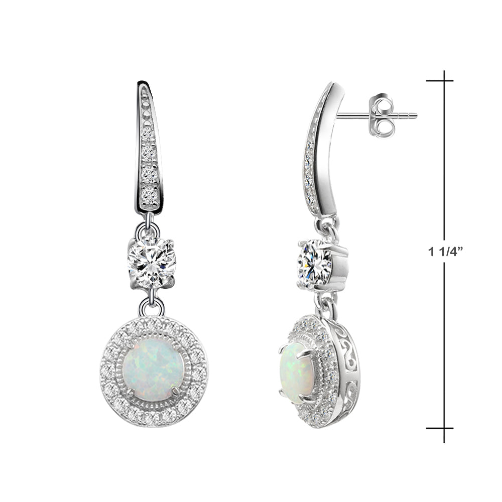 Lavencious Sterling Silver With Round White Opal Earrings