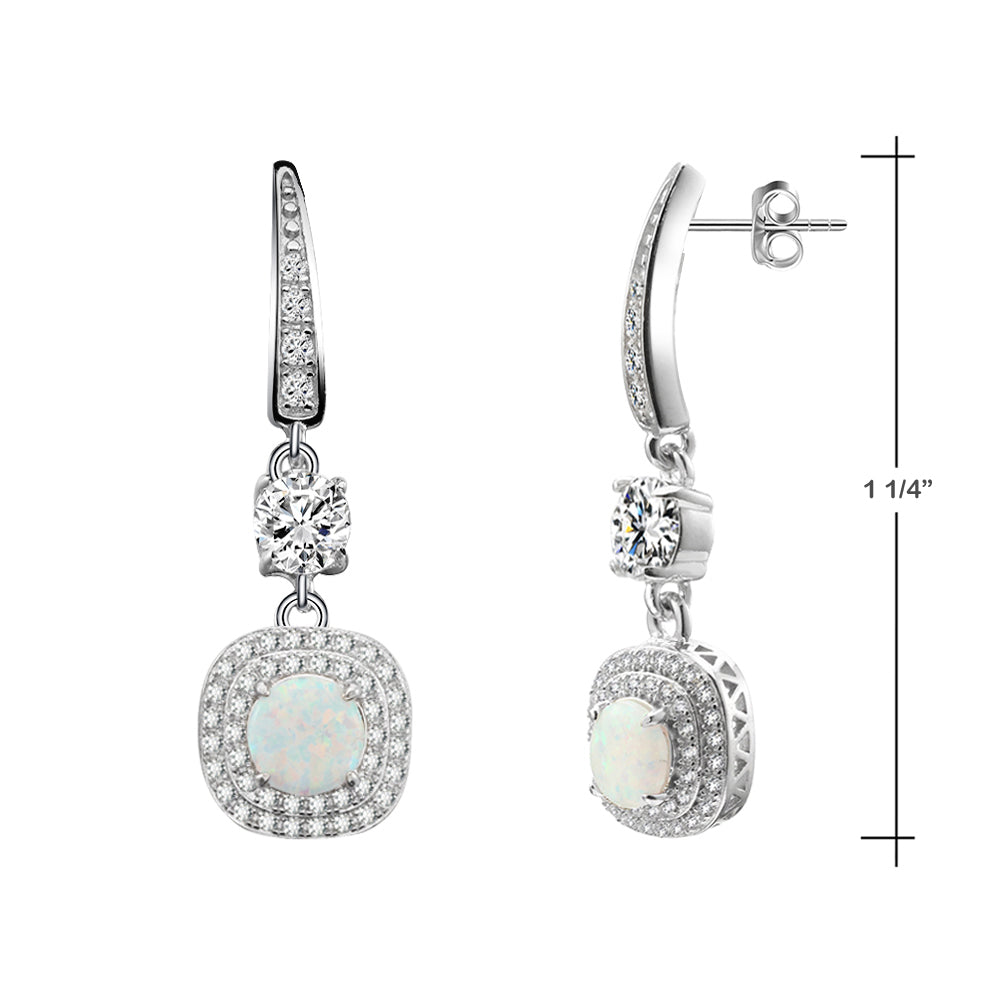 Lavencious Sterling Silver With Square White Opal Earrings