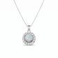 Lavencious Sterling Silver Round White Opal Halo Pendant Necklace with 16"+2" Italian Box Chain