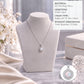 Lavencious Sterling Silver Round White Opal Halo Pendant Necklace with 16"+2" Italian Box Chain