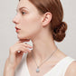 Lavencious Sterling Silver Round White Opal Halo Pendant Necklace with 16"+2" Italian Box Chain