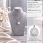 Lavencious Sterling Silver Square White Opal Halo Pendant Necklace with 16"+2" Italian Box Chain